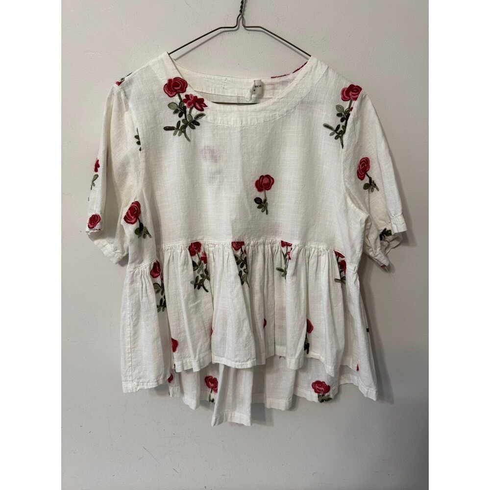 COTTON BOHO WHITE AND RED FLORAL TOP HIGH LOW GOODNIGHT MACAROON medium